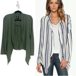Blu Moon Easy Breezy Open Front Drape Hem Jacket Blazer Jade Green Small NWOT